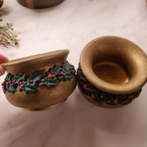 Holly Berry Gold Christmas Bowls